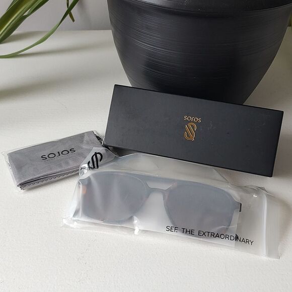New In Box SOJOS Brown Tortoise Retro Aviator Sunglasses - Picture 7 of 9